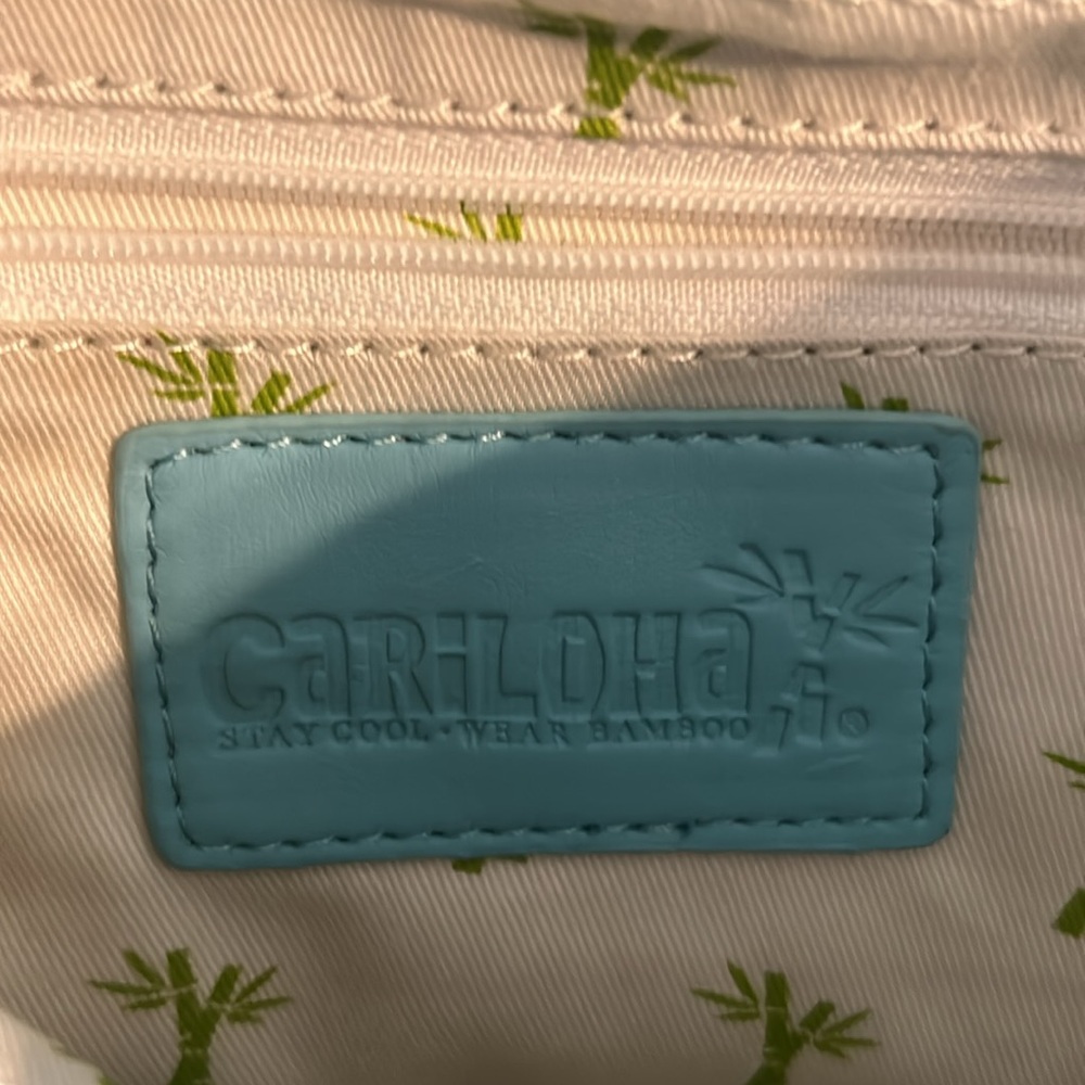 Vintage Cariloha Bamboo Blue and White flowered bamboo lined Mini handbag - Picture 3 of 10